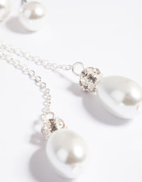 Silver Pearl Necklace & Earrings Set - link has visual effect only