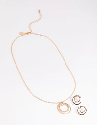 Gold Diamante Circle Necklace & Earrings Set - link has visual effect only