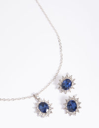 Navy Princess Stone Necklace & Earrings Set - link has visual effect only