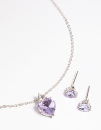 Lilac Heart Necklace & Earrings Set - link has visual effect only