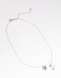 Lilac Heart Necklace & Earrings Set - link has visual effect only