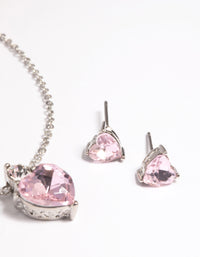 Pink Heart Necklace & Earrings Set - link has visual effect only