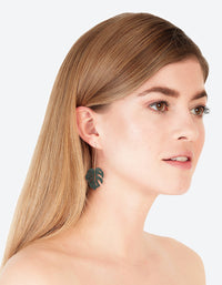 Green Leaf Cutout Drop Earrings - link has visual effect only