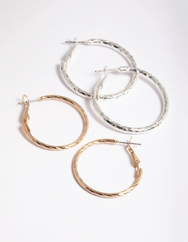 Simple Twist Hoop Earrings Pack