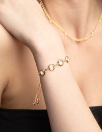 Gold Plated Clear Stone Toggle Bracelet - link has visual effect only