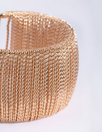 Gold Wide Chain Cuff Bangle Bracelet - link has visual effect only