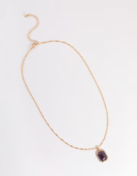 Gold Amethyst Diamond Halo Necklace - link has visual effect only