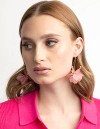 Pink Frosted Flower Drop Earrings - link has visual effect only