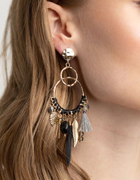 Black Beaded Drop Earrings - link has visual effect only