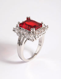 Ruby Cubic Zirconia Asscher Ring - link has visual effect only