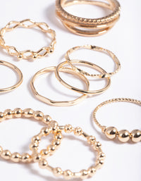 Gold Mixed Ball Ring Stack Pack - link has visual effect only