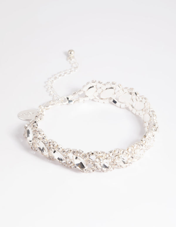 Silver Diamante Marquise Bracelet