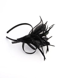 Black Petal Looped Mesh Sinamay Fascinator - link has visual effect only