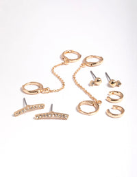 Gold Chain Huggie Hoop Earring 4-Pack - link has visual effect only