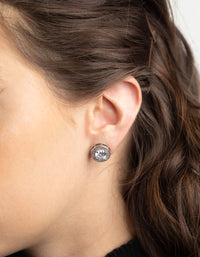 Rhodium Pave Circle Stud Earrings - link has visual effect only