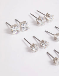 Cubic Zirconia Star & Square Earrings 6-Pack - link has visual effect only