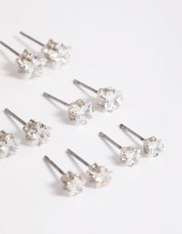 Cubic Zirconia Star & Square Earrings 6-Pack - link has visual effect only