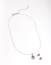 Diamond Simulant Silver Amethyst Teardrop Earring & Necklace - link has visual effect only