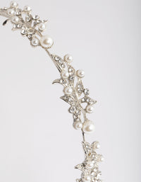 Silver Diamante Leaf & Pearl Headband - link has visual effect only