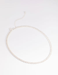 Silver Double Row Tennis Necklace - link has visual effect only