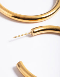 Waterproof Gold Plated Stainless Steel Chunky Medium Hoop Earrings - link has visual effect only