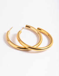 Waterproof Gold Plated Stainless Steel Chunky Medium Hoop Earrings - link has visual effect only