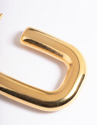 Waterproof Gold Plated Stainless Steel Rounded Square Hoop Earrings - link has visual effect only