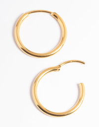 Waterproof Gold Plated Stainless Steel Thin Small Huggie Earrings - link has visual effect only