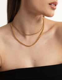 Waterproof Gold Plated Stainless Steel Twist Chain Double Layer Necklace - link has visual effect only