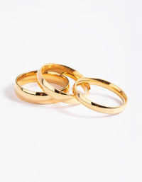 Gold Plated Stainless Steel Plain Band Ring Pack - link has visual effect only