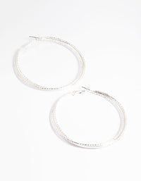 Silver 60mm Textured Twist Hoop Earrings - link has visual effect only