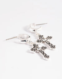 Textured Cross Huggie Earrings - link has visual effect only