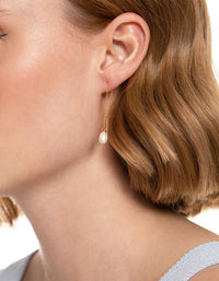 Gold Plated Sterling Silver Freshwater Pearl Threader Earrings - link has visual effect only