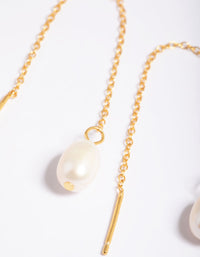 Gold Plated Sterling Silver Freshwater Pearl Threader Earrings - link has visual effect only