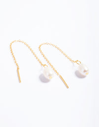 Gold Plated Sterling Silver Freshwater Pearl Threader Earrings - link has visual effect only