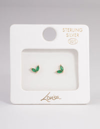 Gold Plated Sterling Silver Cubic Zirconia Dolphin Tail Stud Earrings - link has visual effect only