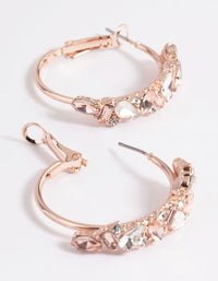 Rose Gold Mini Cluster Diamante Hoop Earrings - link has visual effect only