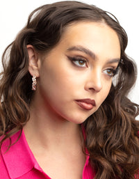 Rose Gold Mini Cluster Diamante Hoop Earrings - link has visual effect only