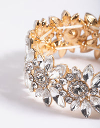 Gold Floral Diamante Detail Stretch Bracelet - link has visual effect only