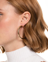 Gold Line Textured Hoop Earrings - link has visual effect only