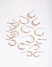 Rose Gold Mixed Diamante Hoop Earrings 8-Pack - link has visual effect only