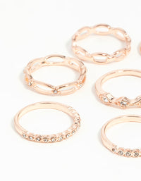 Rose Gold Diamante Row Mix Ring 8-Pack - link has visual effect only