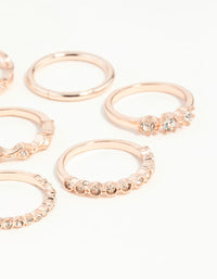 Rose Gold Diamante Row Mix Ring 8-Pack - link has visual effect only