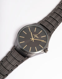 Black Basic Detail Link Watch - link has visual effect only