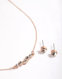 Rose Gold Diamante Bubble Necklace & Stud Earrings - link has visual effect only