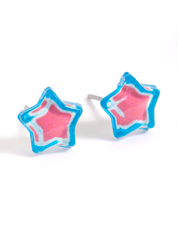 Plastic Resin Star Stud Earrings