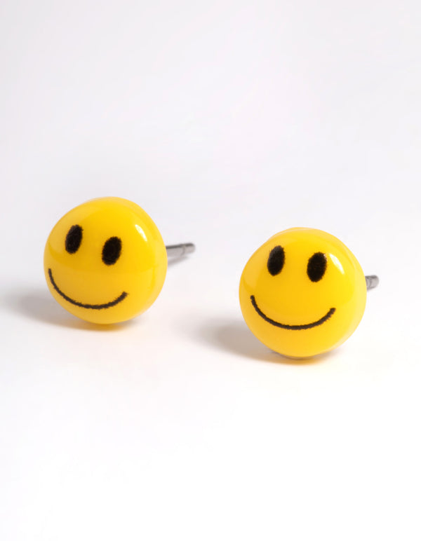 Yellow Smiley Stud Earrings