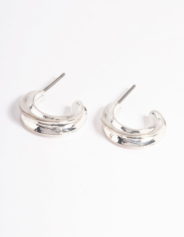 Silver Wrapped Huggie Earrings