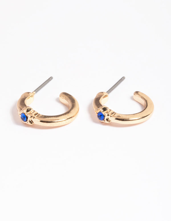 Gold Star Stone Huggie Earrings