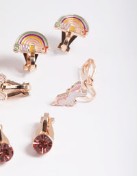 Kids Rose Gold Unicorn Clip On Earrings 5-Pack - link has visual effect only